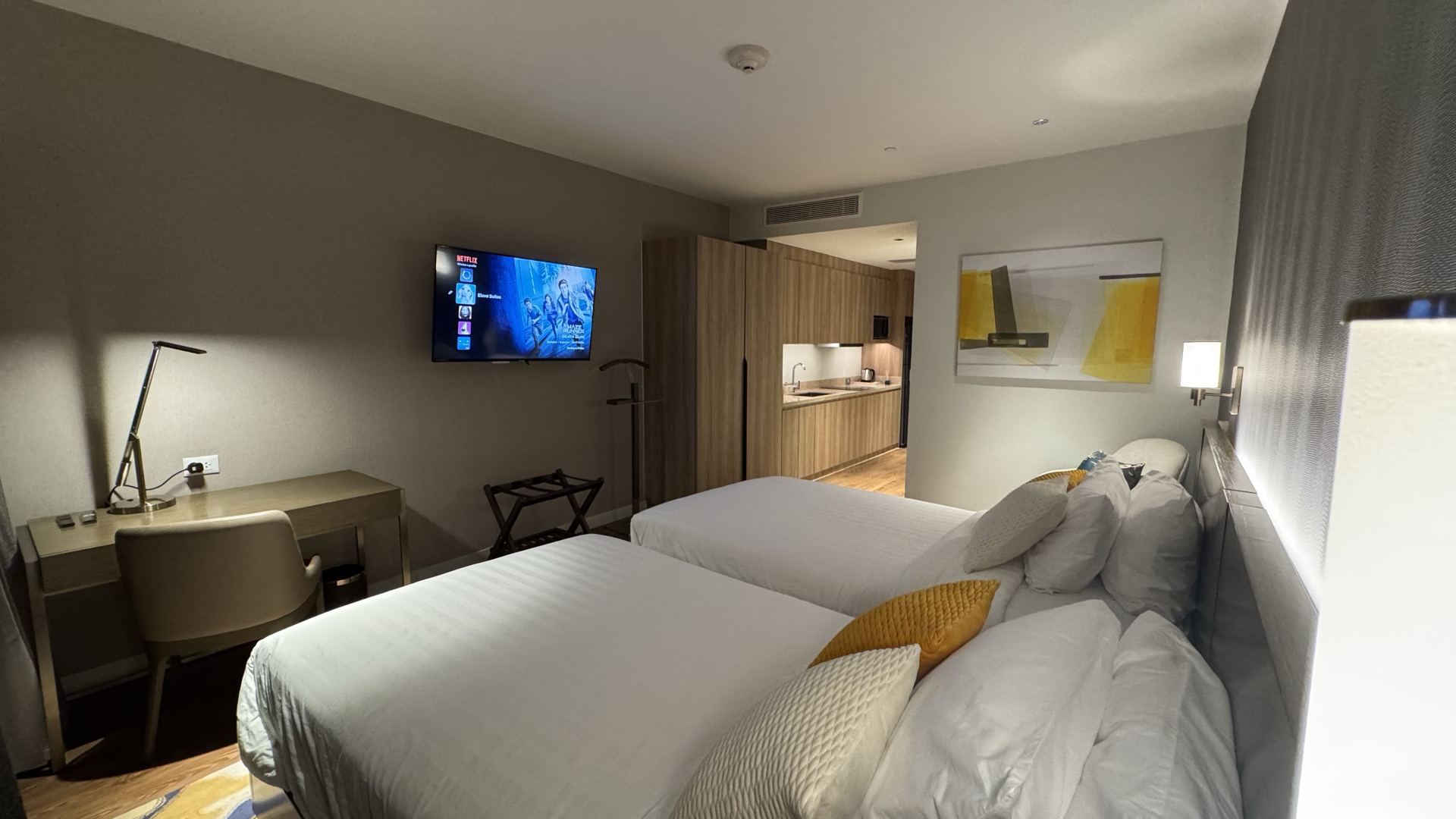 Comfortable interior at Eleve Suites suited for focused work and short stays.